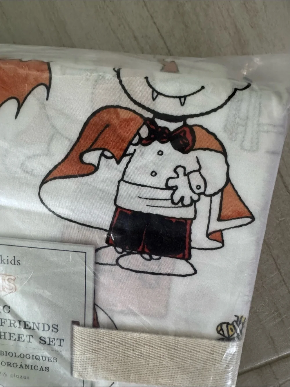 NWT Pottery Barn Kids ~Peanuts Halloween~ QUEEN Organic Snoopy Sheet Set